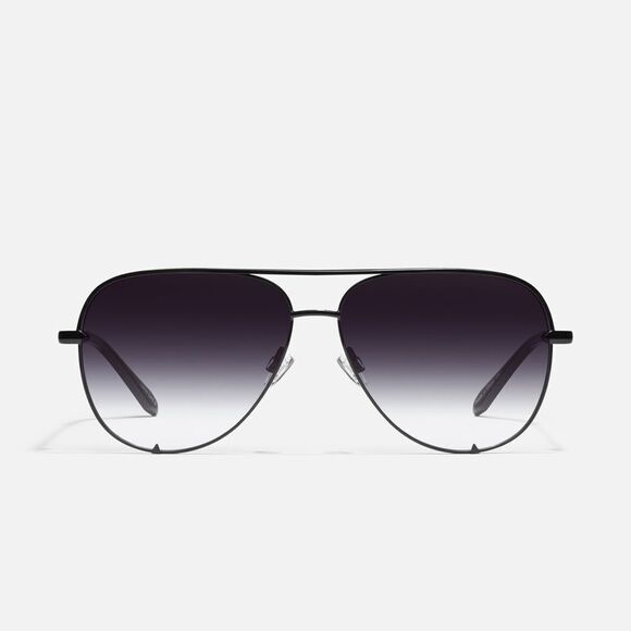 Quay NEW High Key XL Aviator Black Fade Lens Sunglasses